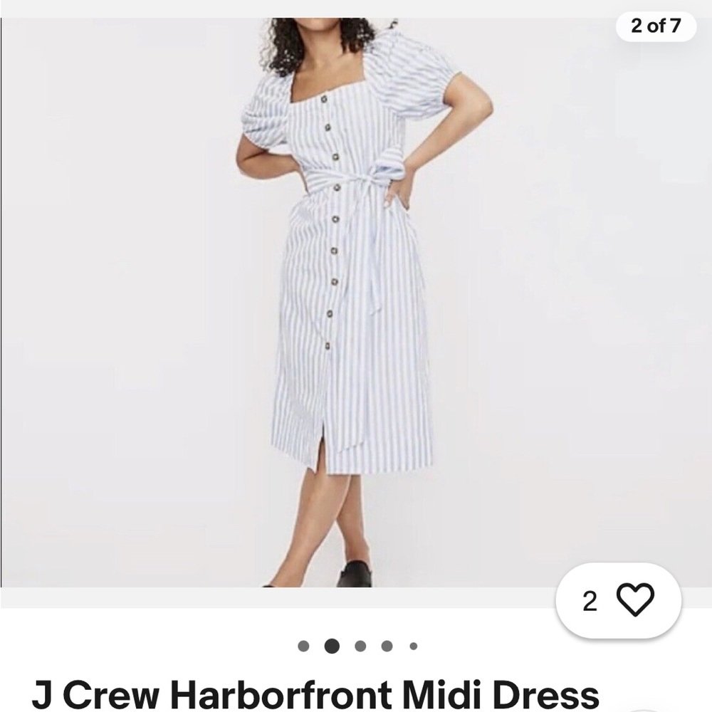 J. Crew Blue and White Midi Dress